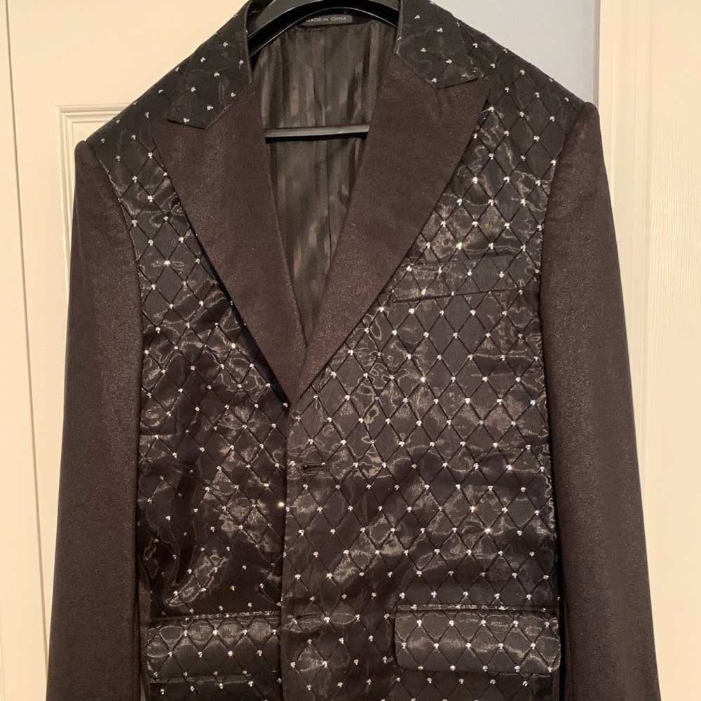 Black mens jacket with bling! 40R